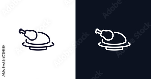 broiler icon. Thin line broiler icon from kitchen collection. Outline vector isolated on dark blue and white background. Editable broiler symbol can be used web and mobile