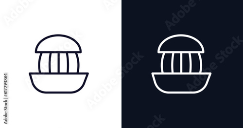 squeezer icon. Thin line squeezer icon from kitchen collection. Outline vector isolated on dark blue and white background. Editable squeezer symbol can be used web and mobile