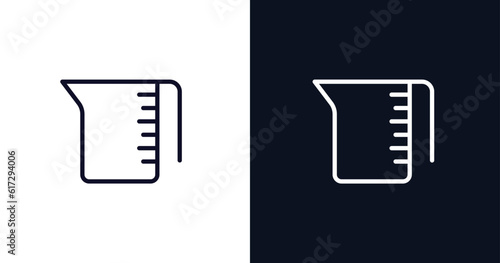 measuring cup icon. Thin line measuring cup icon from kitchen collection. Outline vector isolated on dark blue and white background. Editable measuring cup symbol can be used web and mobile