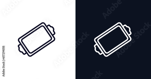 tray icon. Thin line tray icon from kitchen collection. Outline vector isolated on dark blue and white background. Editable tray symbol can be used web and mobile