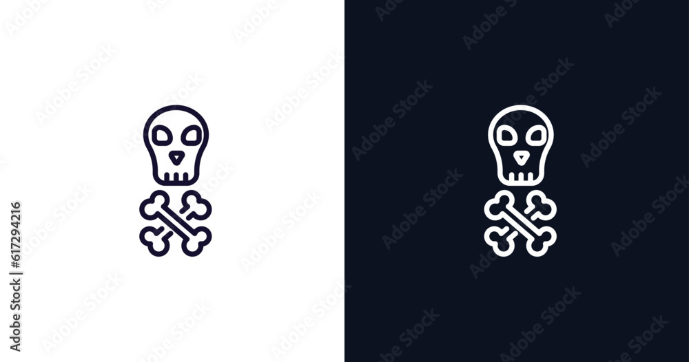 skeleton icon. Thin line skeleton icon from history collection. Outline vector isolated on dark blue and white background. Editable skeleton symbol can be used web and mobile skeleton icon. Thin line skeleton icon from history collection. Outline vector isolated on dark blue and white background. Editable skeleton symbol can be used web and mobile