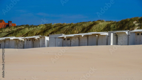 beach huts at the beach in Belgium. 
