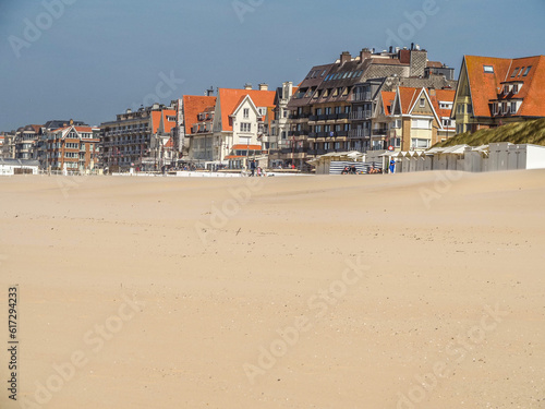 houses on the beach at De Haan, Belgium. 