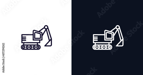 digger icon. Thin line digger icon from history collection. Outline vector isolated on dark blue and white background. Editable digger symbol can be used web and mobile