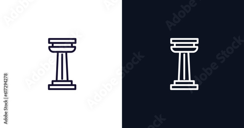 columns icon. Thin line columns icon from history collection. Outline vector isolated on dark blue and white background. Editable columns symbol can be used web and mobile