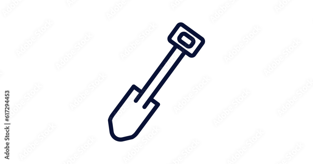 short shovel icon. Thin line short shovel icon from construction collection. Outline vector isolated on white background. Editable short shovel symbol can be used web and mobile short shovel icon. Thin line short shovel icon from construction collection. Outline vector isolated on white background. Editable short shovel symbol can be used web and mobile