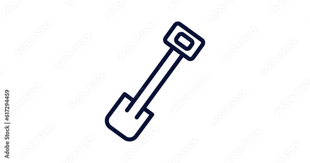 inclined shovel icon. Thin line inclined shovel icon from construction collection. Outline vector isolated on white background. Editable inclined shovel symbol can be used web and mobile inclined shovel icon. Thin line inclined shovel icon from construction collection. Outline vector isolated on white background. Editable inclined shovel symbol can be used web and mobile