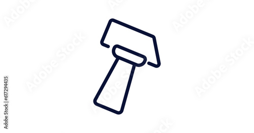 inclined hammer icon. Thin line inclined hammer icon from construction collection. Outline vector isolated on white background. Editable inclined hammer symbol can be used web and mobile