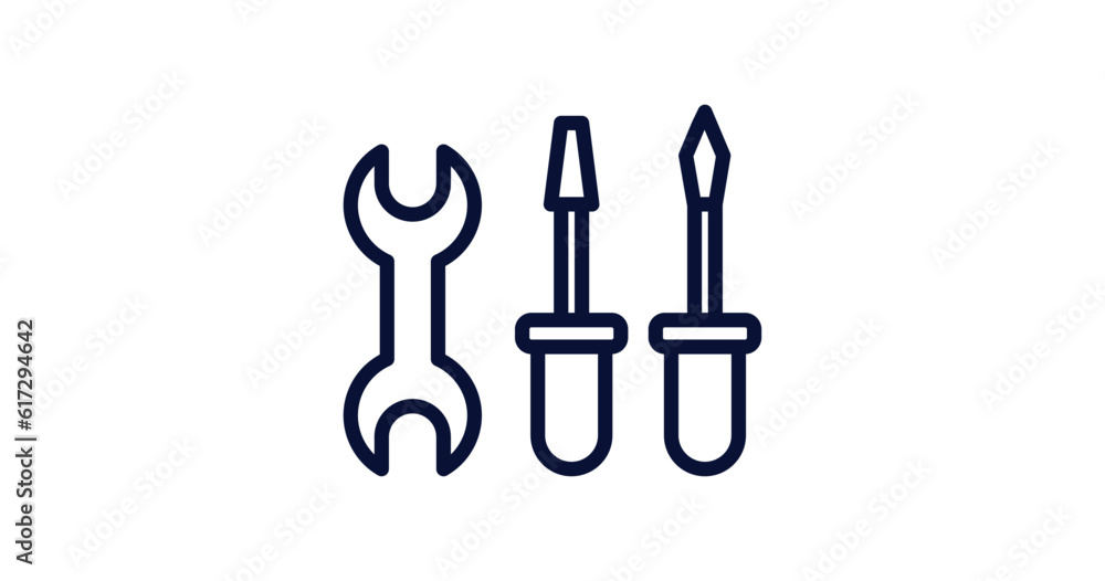 three tools icon. Thin line three tools icon from construction collection. Outline vector isolated on white background. Editable three tools symbol three tools icon. Thin line three tools icon from construction collection. Outline vector isolated on white background. Editable three tools symbol