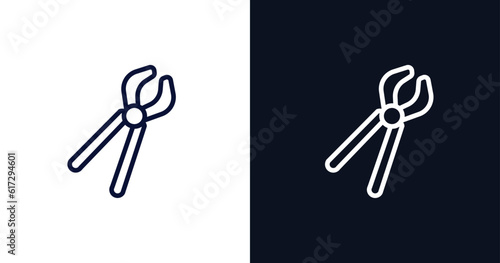 clippers icon. Thin line clippers icon from construction collection. Outline vector isolated on dark blue and white background. Editable clippers symbol can be used web and mobile