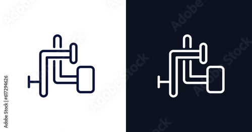 adjusment system icon. Thin line adjusment system icon from construction collection. Outline vector isolated on dark blue and white background. Editable adjusment system symbol