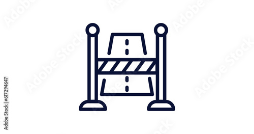 road stopper icon. Thin line road stopper icon from construction collection. Outline vector isolated on white background. Editable road stopper symbol
