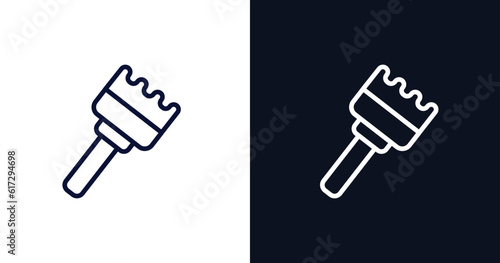 sand brush icon. Thin line sand brush icon from construction collection. Outline vector isolated on dark blue and white background. Editable sand brush symbol can be used web and mobile