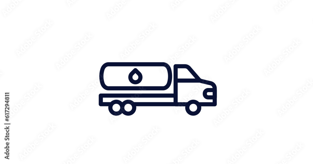 fuel truck icon. Thin line fuel truck icon from construction collection. Outline vector isolated on white background. Editable fuel truck symbol can be used web and mobile