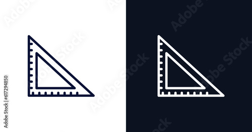 angle ruler icon. Thin line angle ruler icon from construction collection. Outline vector isolated on dark blue and white background. Editable angle ruler symbol can be used web and mobile