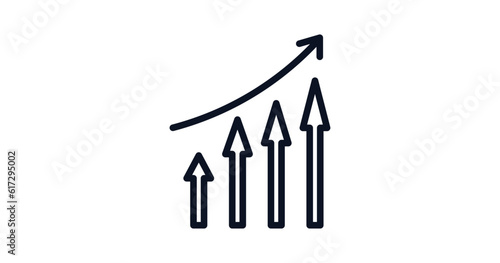 increasing stocks icon. Thin line increasing stocks icon from business and analytics collection. Outline vector isolated on white background. Editable increasing stocks symbol