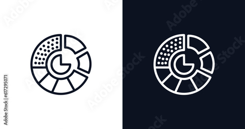 round value chart icon. Thin line round value chart icon from business and analytics collection. Outline vector isolated on dark blue and white background. Editable round value chart symbol