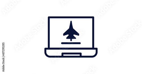 computer icon. Thin line computer icon from military and war and  collection. Outline vector isolated on white background. Editable computer symbol can be used web and mobile