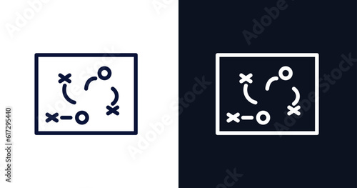 strategy icon. Thin line strategy icon from military and war and  collection. Outline vector isolated on dark blue and white background. Editable strategy symbol can be used web and mobile