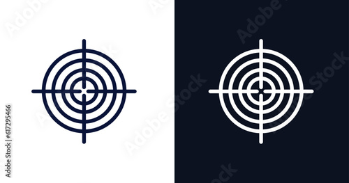 target icon. Thin line target icon from military and war and  collection. Outline vector isolated on dark blue and white background. Editable target symbol can be used web and mobile