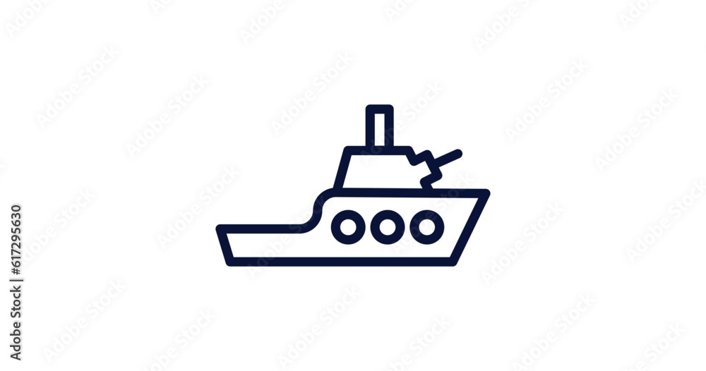 militar ship icon. Thin line militar ship icon from military and war and collection. Outline vector isolated on white background. Editable militar ship symbol can be used web and mobile militar ship icon. Thin line militar ship icon from military and war and collection. Outline vector isolated on white background. Editable militar ship symbol can be used web and mobile