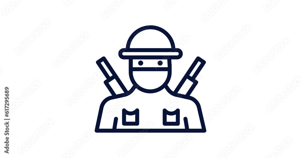 infantry icon. Thin line infantry icon from military and war and  collection. Outline vector isolated on white background. Editable infantry symbol can be used web and mobile