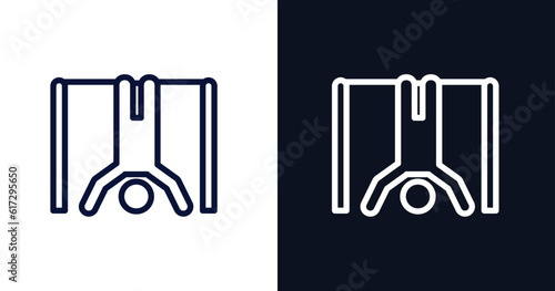 torture icon. Thin line torture icon from military and war and  collection. Outline vector isolated on dark blue and white background. Editable torture symbol can be used web and mobile