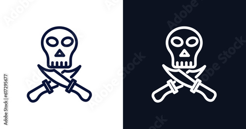 skull army icon. Thin line skull army icon from military and war and  collection. Outline vector isolated on dark blue and white background. Editable skull army symbol can be used web and mobile
