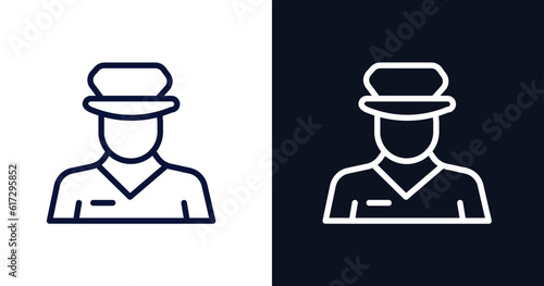 officer icon. Thin line officer icon from military and war and  collection. Outline vector isolated on dark blue and white background. Editable officer symbol can be used web and mobile