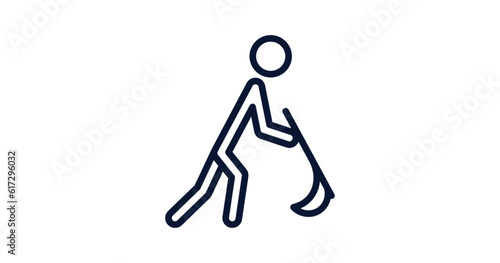 farmer hoeing icon. Thin line farmer hoeing icon from agriculture and farm collection. Outline vector isolated on white background. Editable farmer hoeing symbol can be used web and mobile