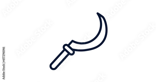 sickle icon. Thin line sickle icon from agriculture and farm collection. Outline vector isolated on white background. Editable sickle symbol can be used web and mobile