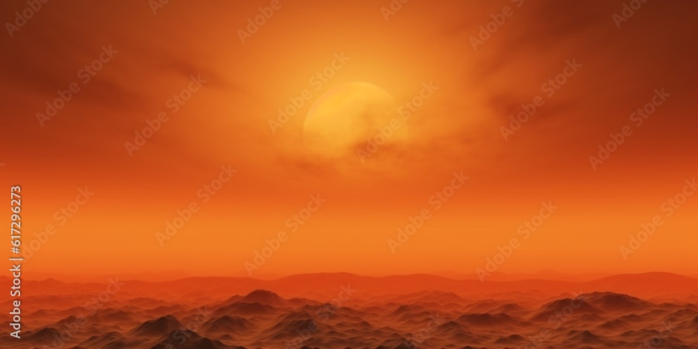 Cloud orange sky copy space blurred background, AI Generated