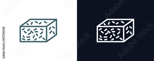 straw bale icon. Thin line straw bale icon from agriculture and farm collection. Outline vector isolated on dark blue and white background. Editable straw bale symbol can be used web and mobile