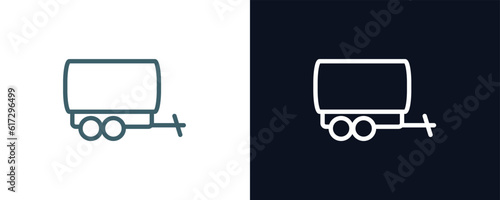 trailer icon. Thin line trailer icon from agriculture and farm collection. Outline vector isolated on dark blue and white background. Editable trailer symbol can be used web and mobile