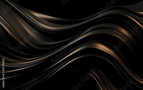 Abstract black and brown wavy background. Generative AI
