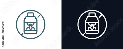 pesticide icon. Thin line pesticide icon from agriculture and farm collection. Outline vector isolated on dark blue and white background. Editable pesticide symbol can be used web and mobile