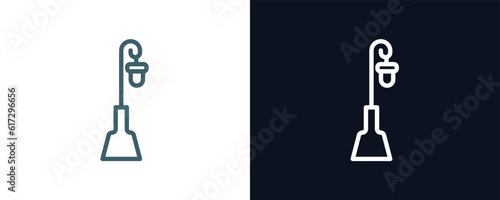 lamppost icon. Thin line lamppost icon from agriculture and farm collection. Outline vector isolated on dark blue and white background. Editable lamppost symbol can be used web and mobile