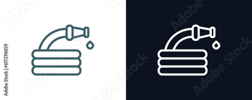 hose icon. Thin line hose icon from agriculture and farm collection. Outline vector isolated on dark blue and white background. Editable hose symbol can be used web and mobile