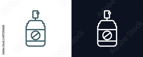 insecticide icon. Thin line insecticide icon from agriculture and farm collection. Outline vector isolated on dark blue and white background. Editable insecticide symbol can be used web and mobile