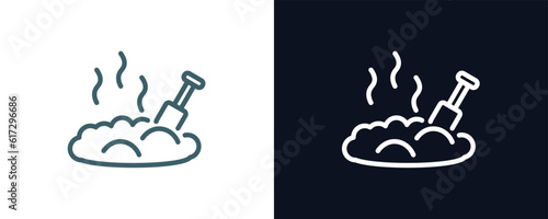 manure icon. Thin line manure icon from agriculture and farm collection. Outline vector isolated on dark blue and white background. Editable manure symbol can be used web and mobile