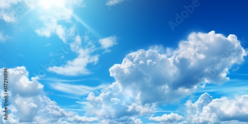 Cloud blue sky copy space blurred background  AI Generated