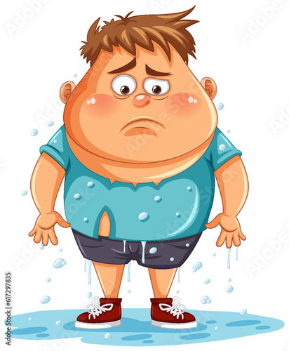 Sad Man Messing Up with Wet Water