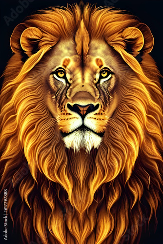 portrait of a lion head illustration, AI generative