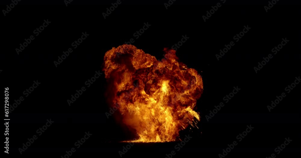 CG animation of fire explosion with alpha matte on black background. Flame detonation in with alpha channel background. Starting at the bottom of the screen and leaving flame debris. 4K. CG animation of fire explosion with alpha matte on black background. Flame detonation in with alpha channel background. Starting at the bottom of the screen and leaving flame debris. 4K.