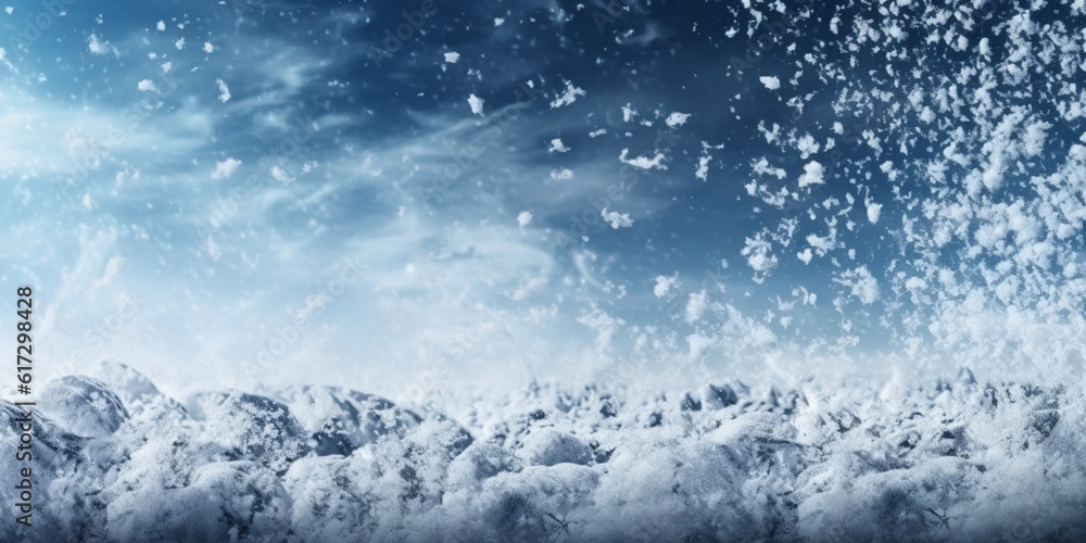 Snowflakes in winter copy space blurred background, AI Generated Snowflakes in winter copy space blurred background, AI Generated