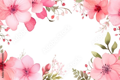 Floral boarder frame with white copy space background water color style. © ant