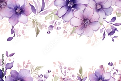 Floral boarder frame with white copy space background water color style.