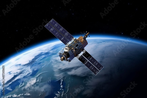 Orbiting Satellite in Space. AI