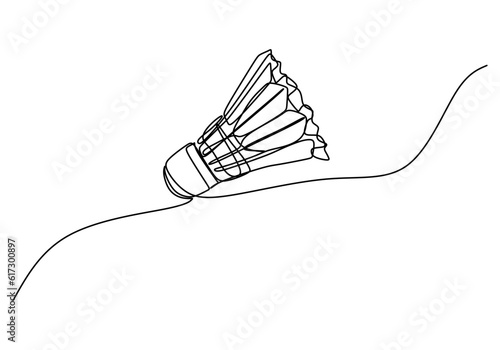 Badminton ball One Line Drawing: Continuous Hand Drawn Sport Theme Object