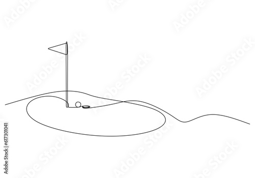 Mini Golf Ball One Line Drawing: Continuous Hand Drawn Sport Theme Object